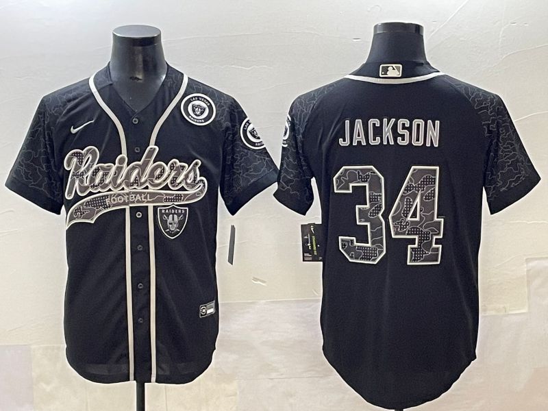 Men 2025 Oakland Raiders #34 Jackson Black Joint Name Nike Limited NFL Jersey style 3->oakland raiders->NFL Jersey